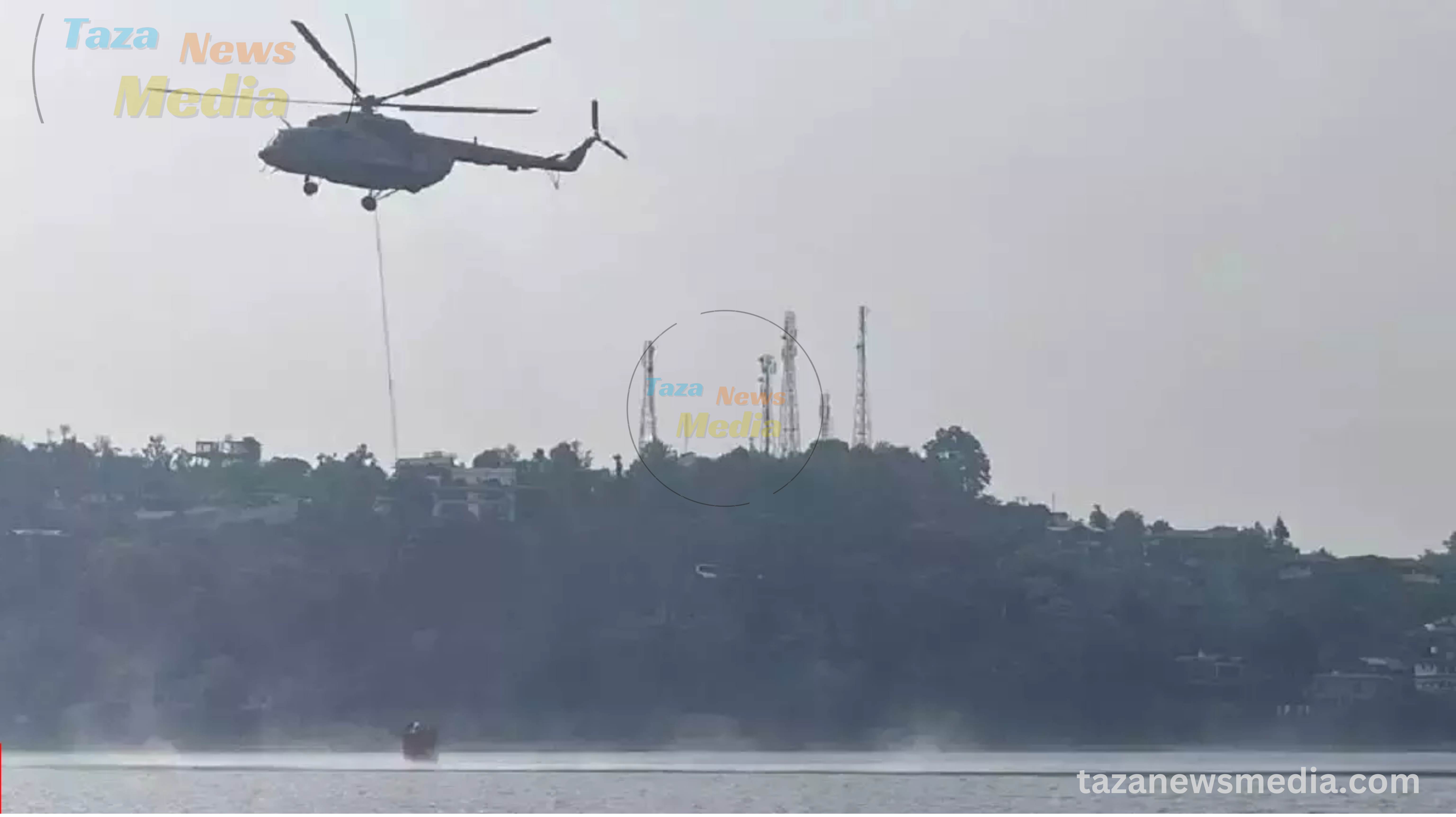 As the situation in the Uttarakhand district worsens, an IAF chopper is called in to put out forest fires near Nainital.